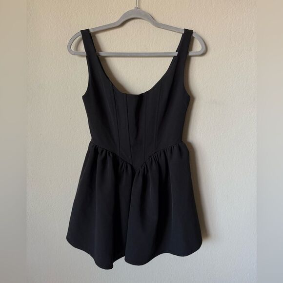 Heiress Beverly Hills Mini Black Dress Corset Flared Crepe size S - Picture 6 of 8